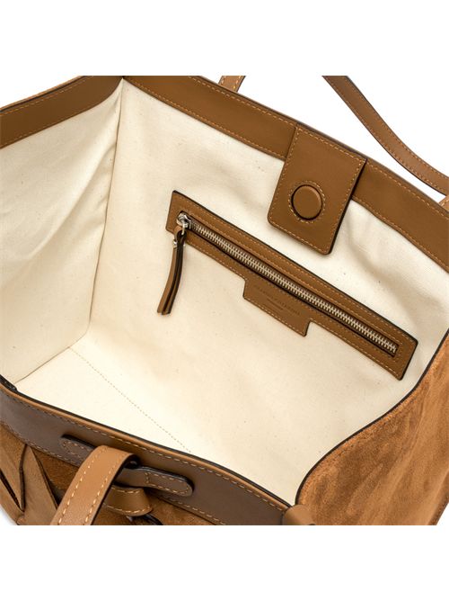 Shopping Bag Marcella in suede con trama geometrica Caramel GIANNI CHIARINI | BS 12380 SNMRKCARAMEL